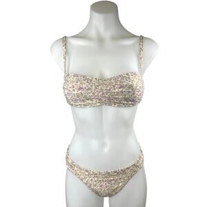 Peony Multicolor Floral Print Two Piece Swimsuit Swimwear Bikini Set Size 8/10